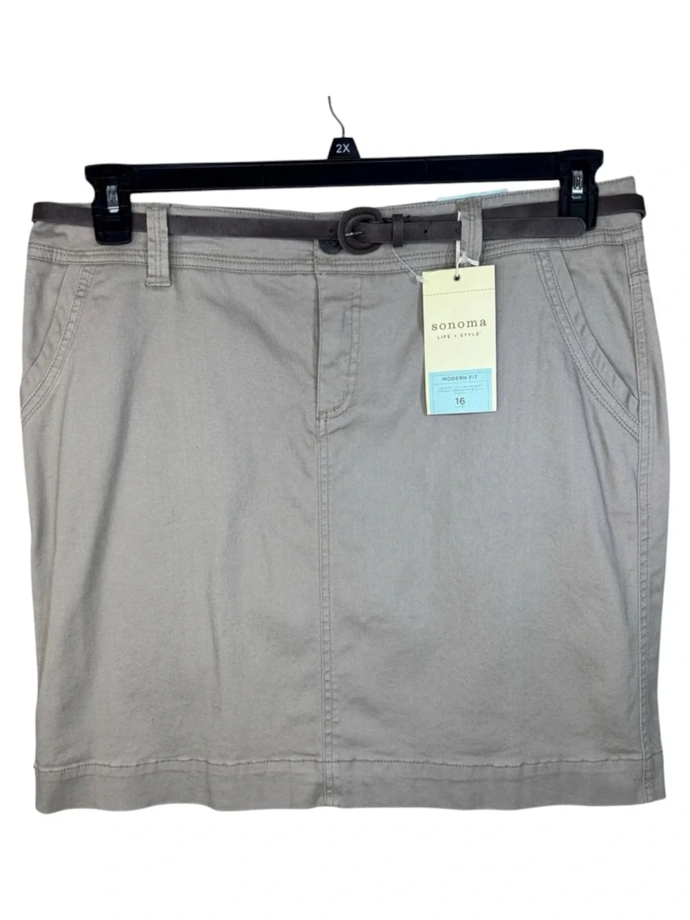 Sonoma Skirt Tan Mini Slim Brown Belt in Size 16  NWT